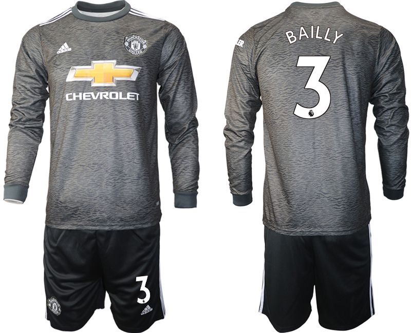 Men 2020-2021 club Manchester united away long sleeve #3 black Soccer Jerseys